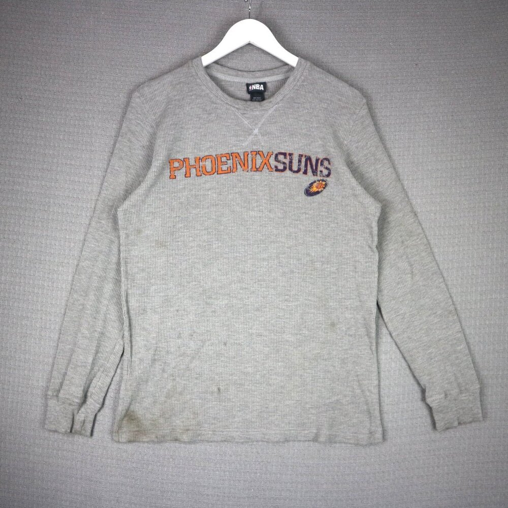 NBA Phoenix Suns Mens Large Grey Thermal Y2K Longsleeve Waffle Knit